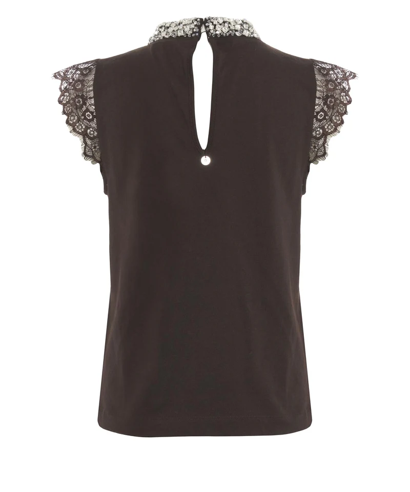 Top con applicazione di strass