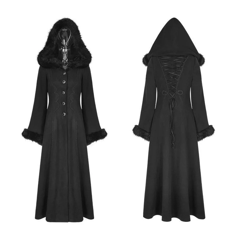 Gothic-Maximantel für Damen mit Kapuze