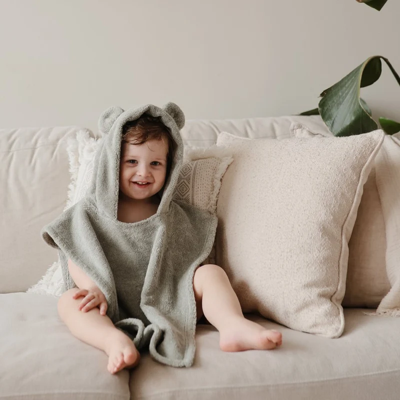 MUSHIE - Bath Towel Poncho Bear Fog