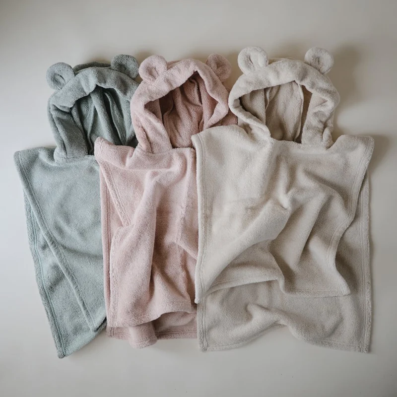 MUSHIE - Bath Towel Poncho Bear Fog