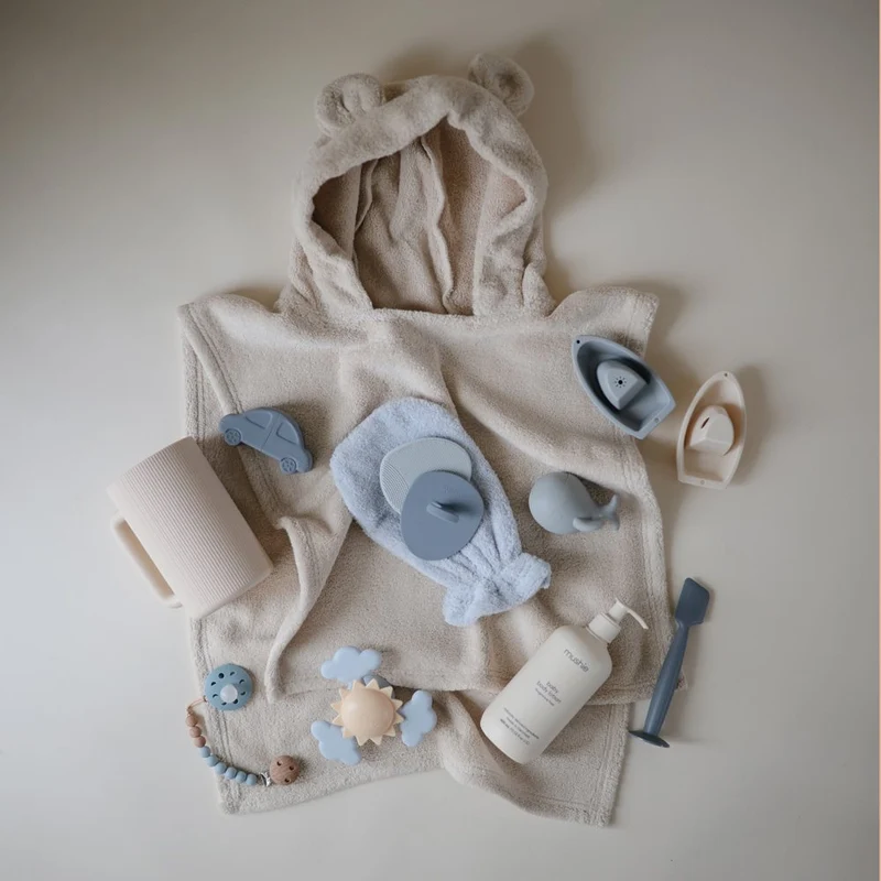 MUSHIE - Bath Towel Poncho Bear Fog