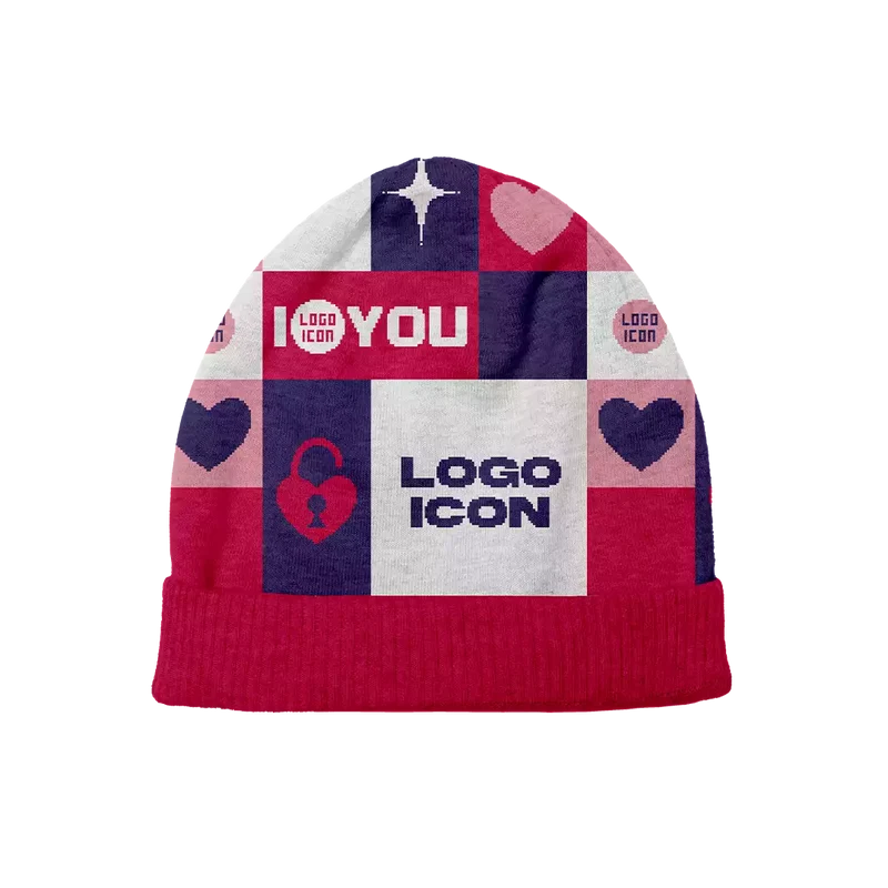 Sweetheart Square Pattern Valentine's Day Beanie
