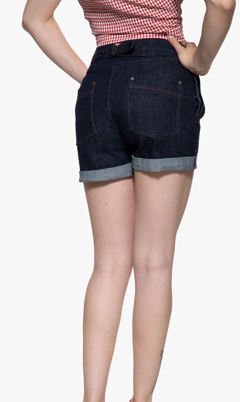 Josie Denim Shorts, Dark Blue- Wash