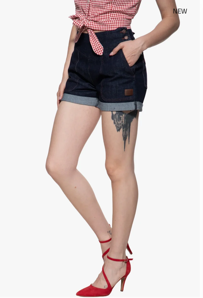 Josie Denim Shorts, Dark Blue- Wash