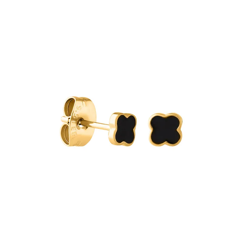 be'joux - Flower stud earrings, black, 4mm