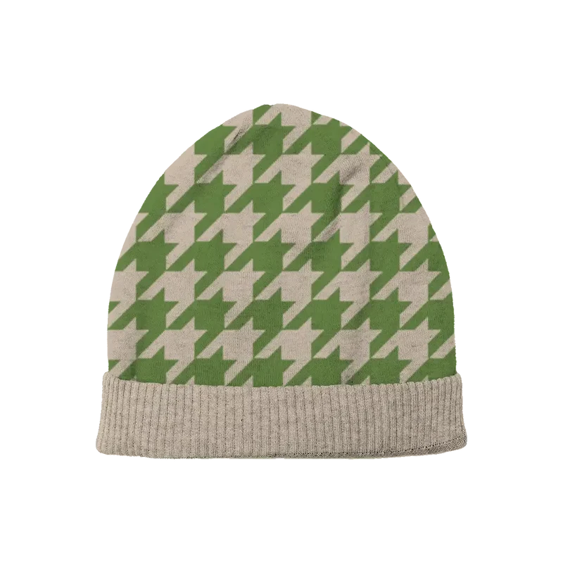 Cream Forest Houndstooth Beanie