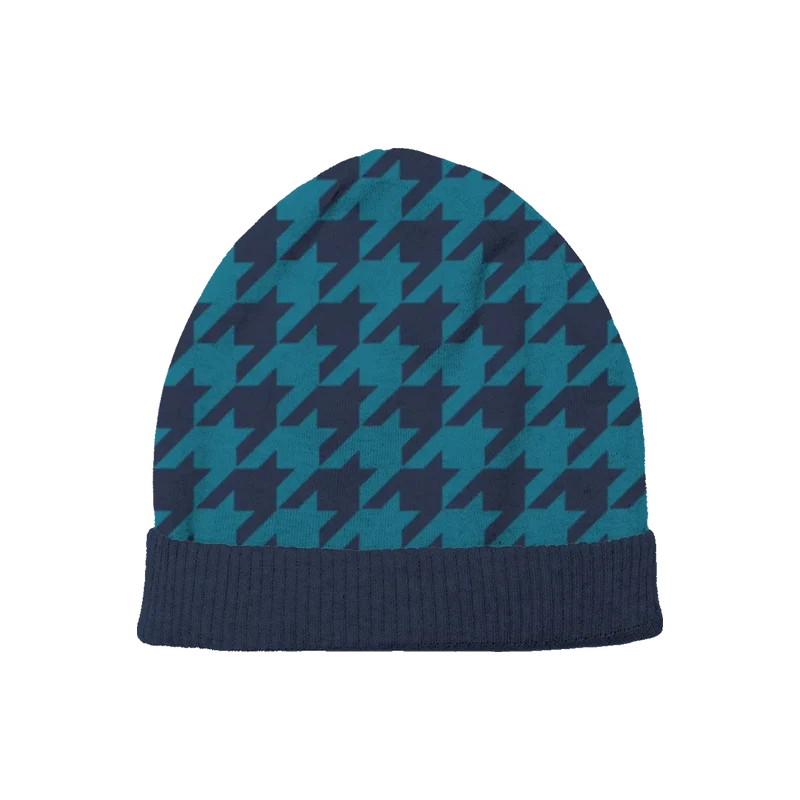 Deep Ocean Houndstooth Beanie