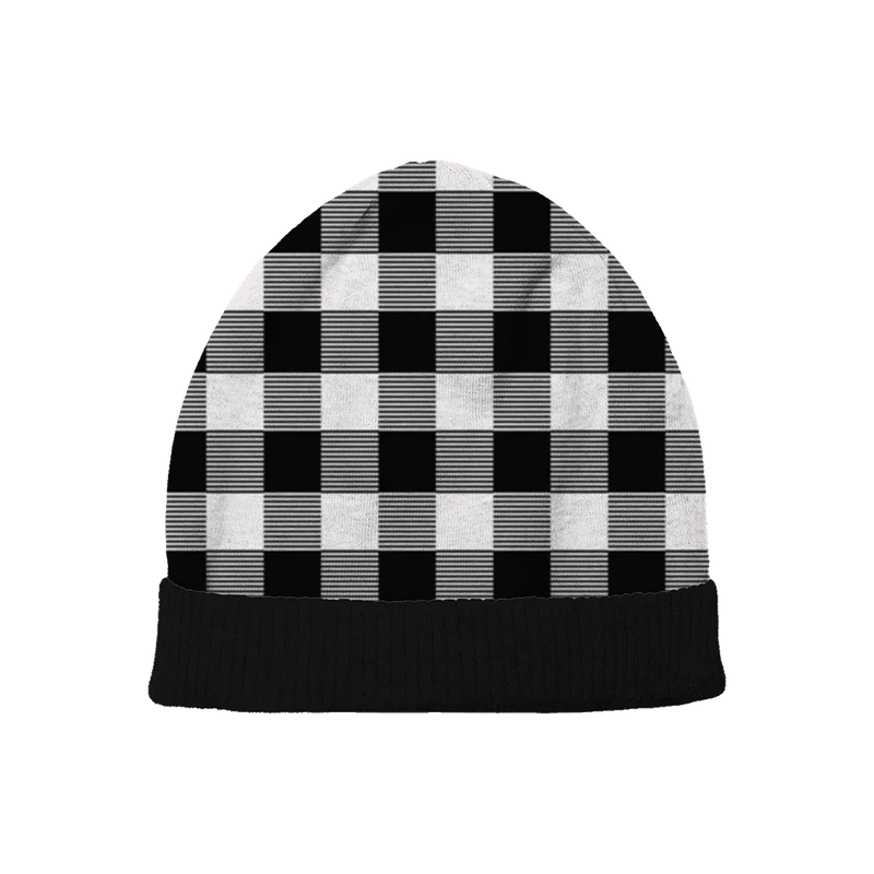 Monochrome Plaid Beanie