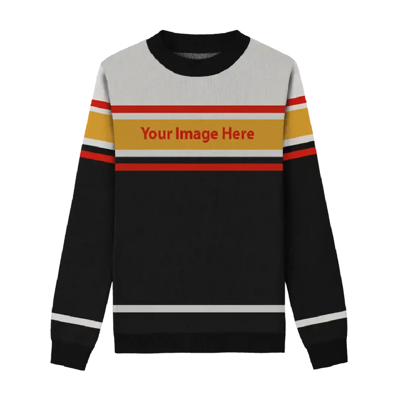 Yellow Line Black Collegiate Sweater