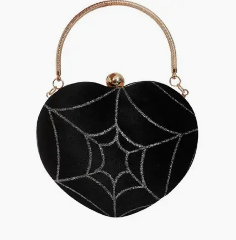 Handtasche Lou, Herzförmig-Samt, Schwarz