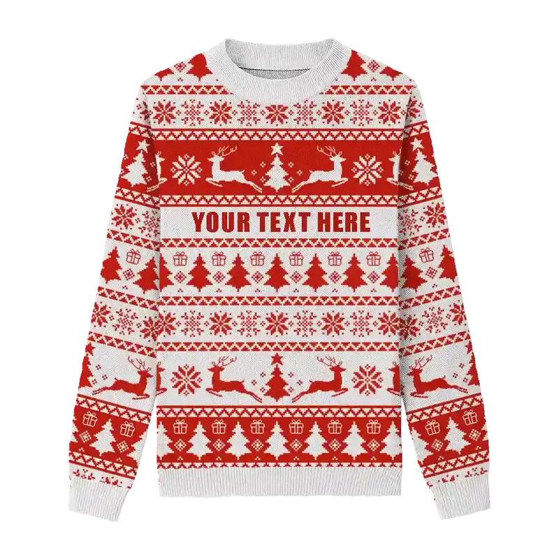 Crimson Festive Pattern Christmas Sweater