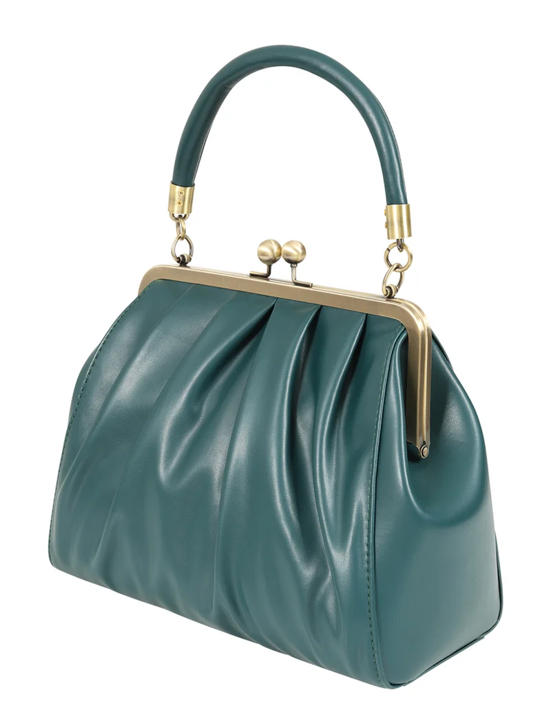 Vintage Tasche mit Schultergurt , Scarlett Frame , Grün-Petrol