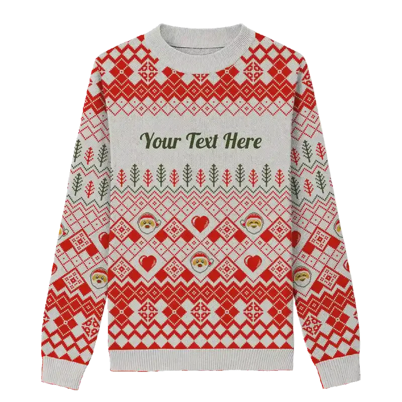 Cream Santa Heart Christmas Sweater