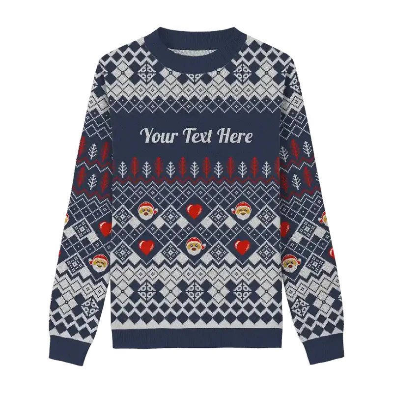 Navy Santa Heart Christmas Sweater