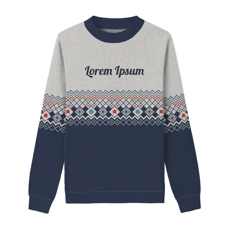 Navy Festive Ribbon Weave Holiday Sweater
