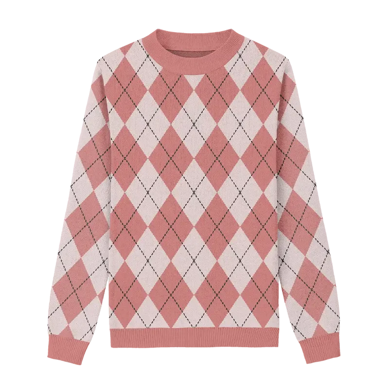 Soft Pink Argyle Sweater