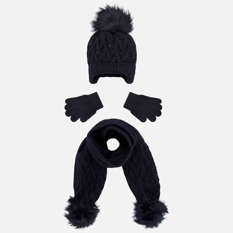 MAYORAL - Set Hat, Scarf, Gloves Girls Dark Blue