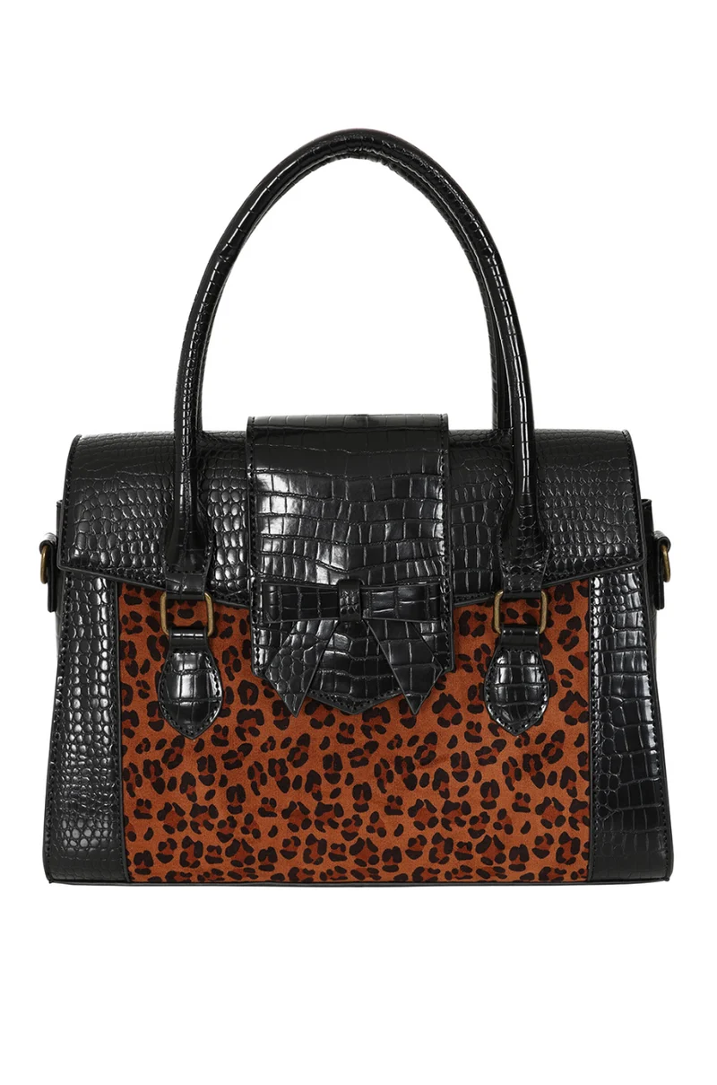 Handtasche Leopard Sheena, Schwarz