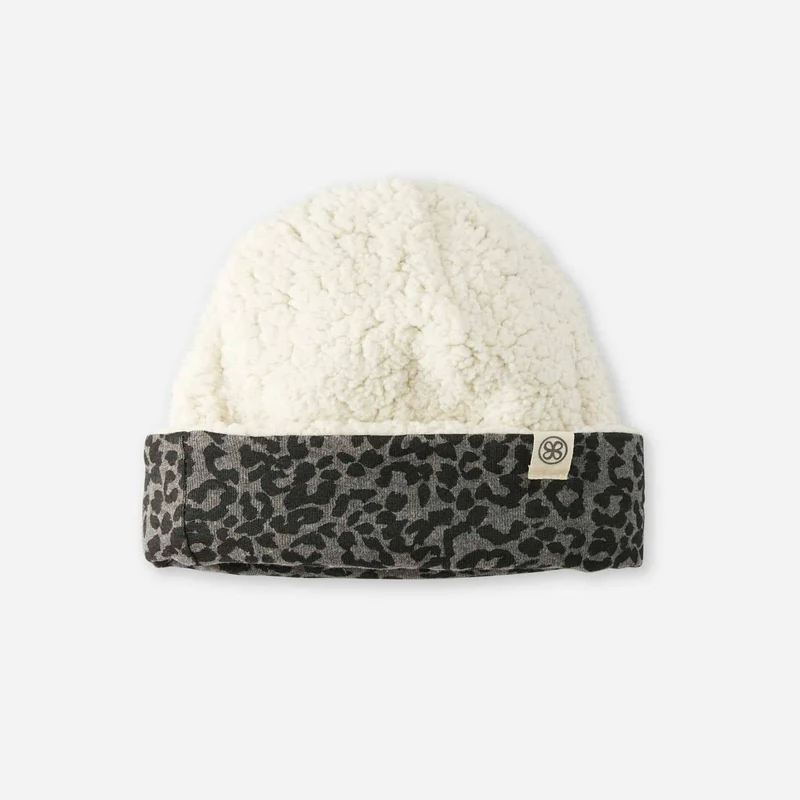 CLOBY - Teddy Hat Reversible Leopard Grey