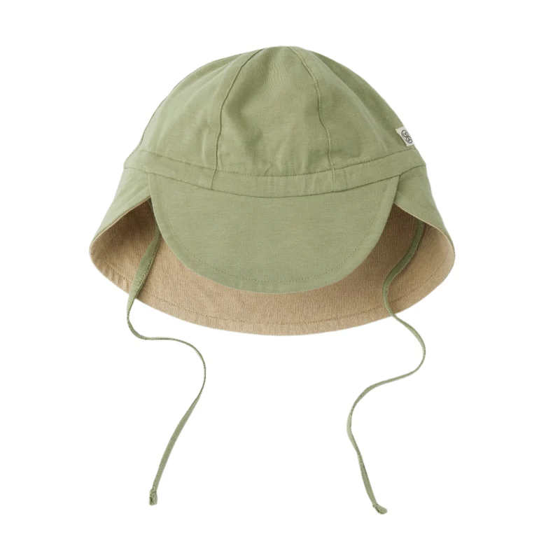 CLOBY - Reversible sun hat UPF 50+ Olive Green Sandy Beach