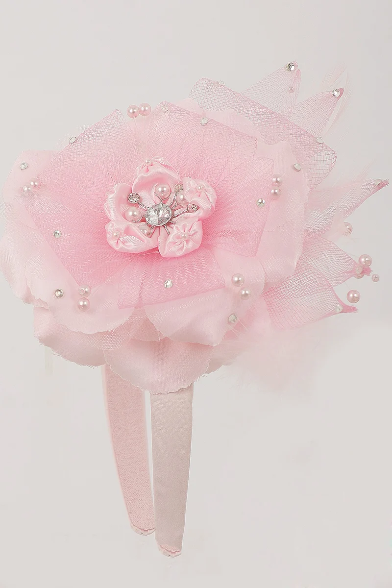 Headband with flower Laura pink
