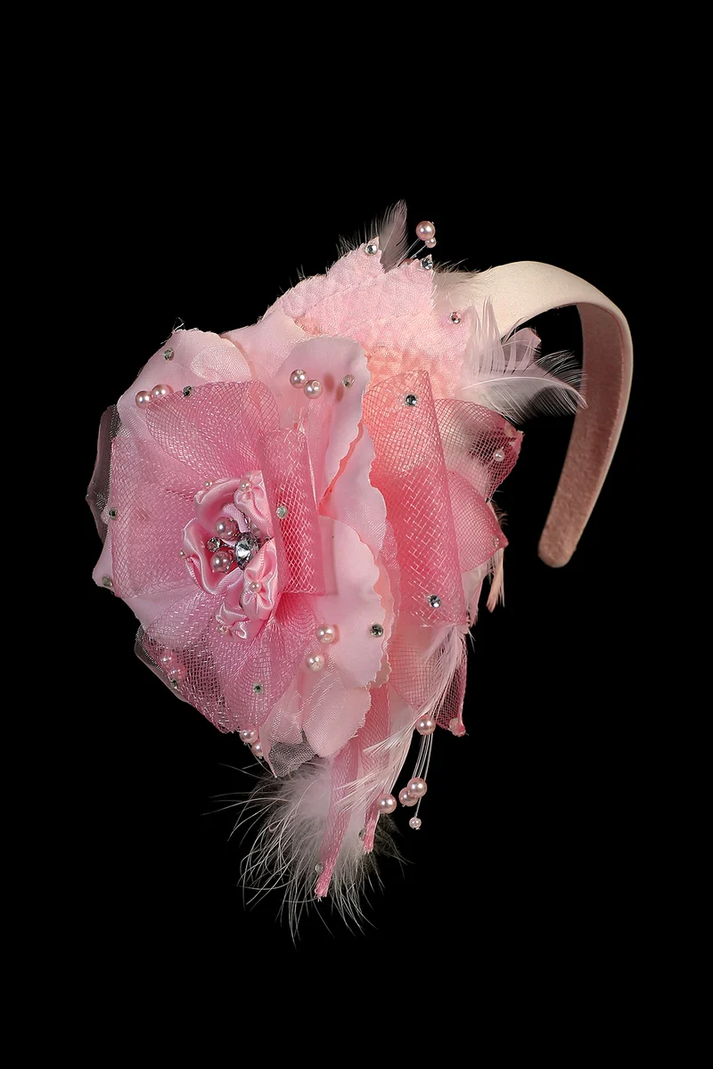 Headband with flower Laura pink