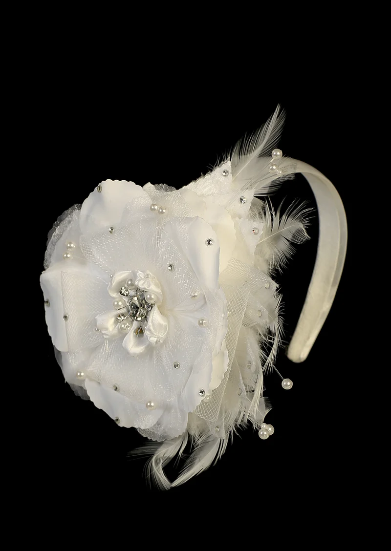 Headband with flower Celia white