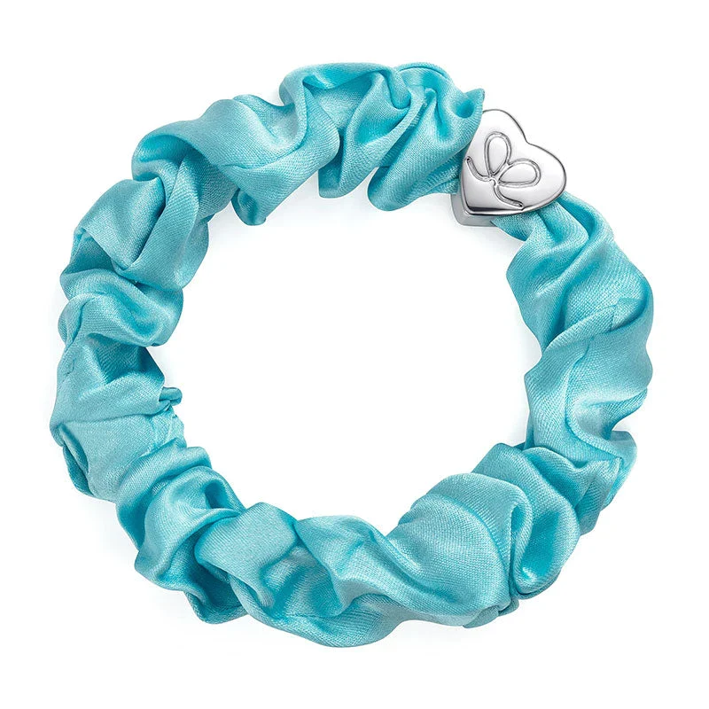 byEloise - Bangle Band Silver Heart Silk Scrunchie