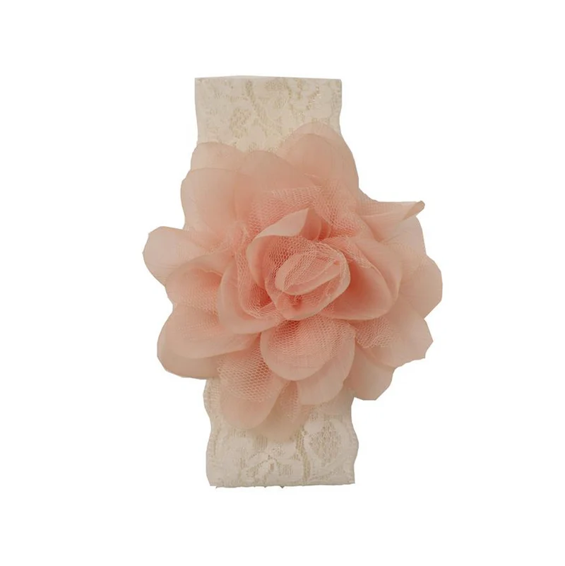 Elastic headband Tessa with flower application Dusty Rose