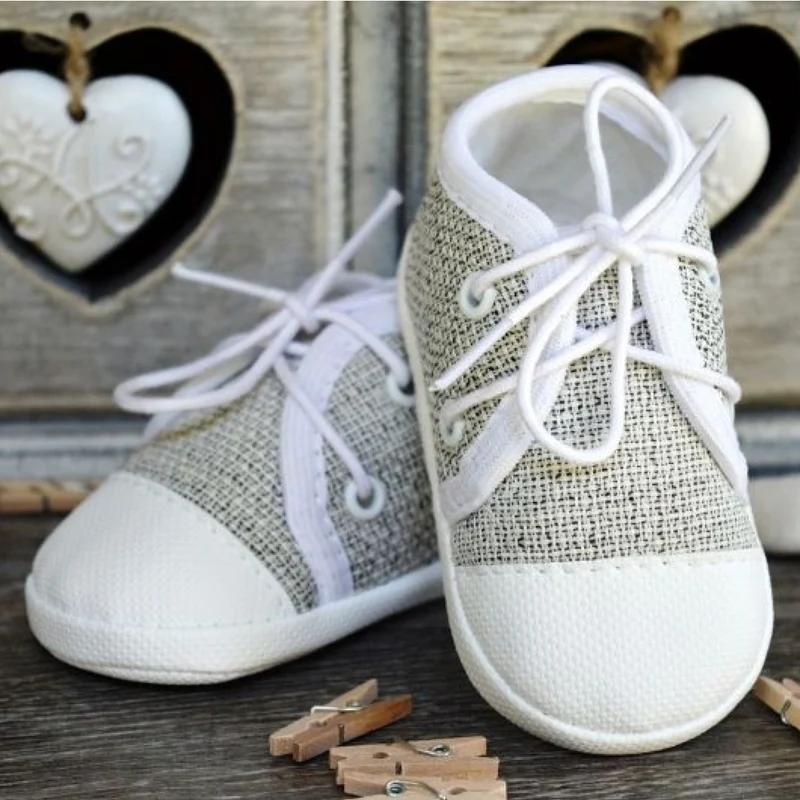 Shoes Jonas for boys in linen look white/grey