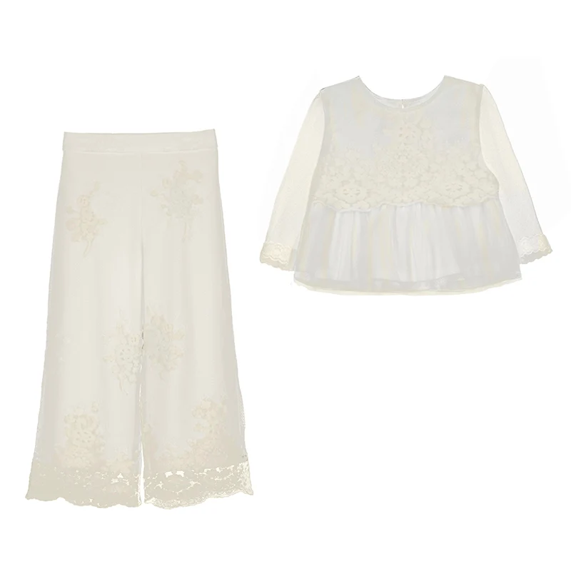 ABEL & LULA - Girls tulle set jacquard with top and trousers
