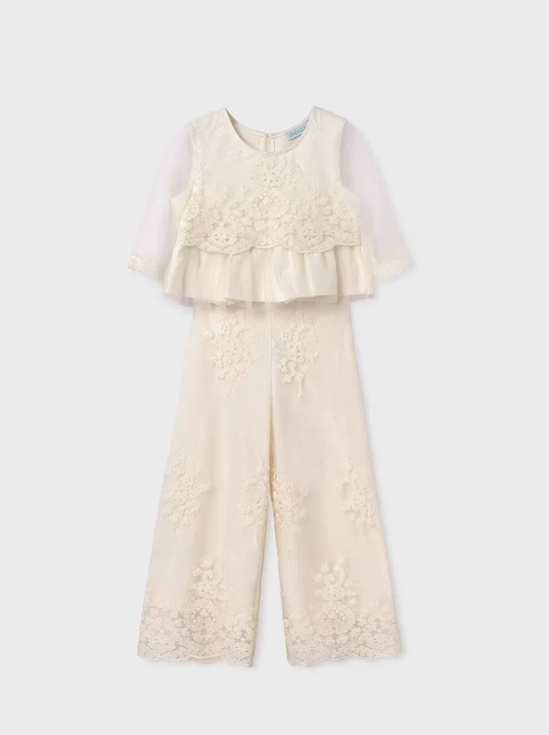 ABEL & LULA - Girls tulle set jacquard with top and trousers
