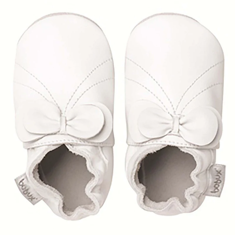 BOBUX - Leather Finches Crawling Shoes White Bow