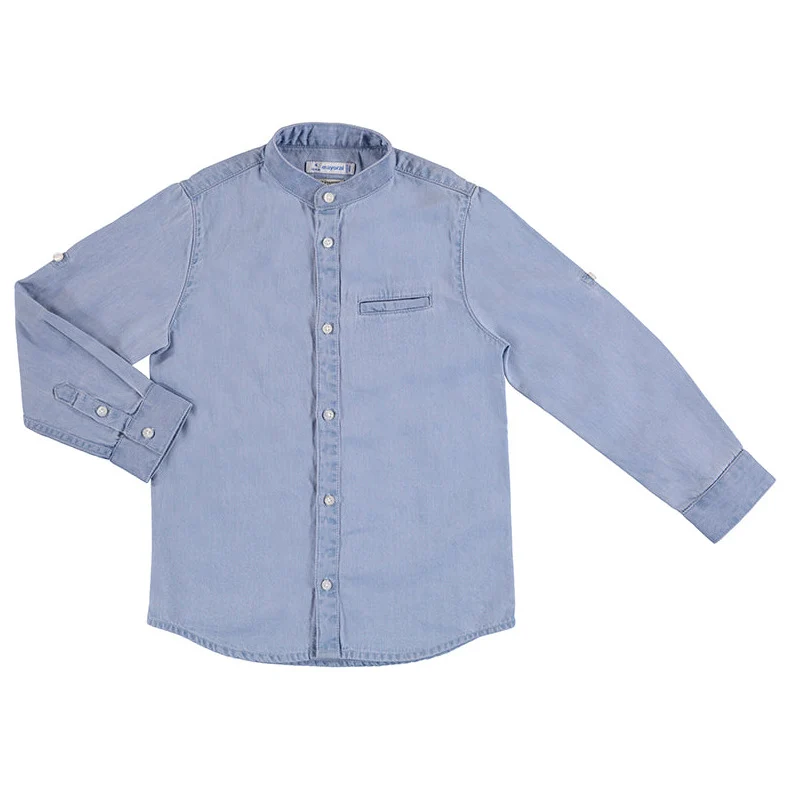 MAYORAL - Boy shirt long sleeve denim Mao collar