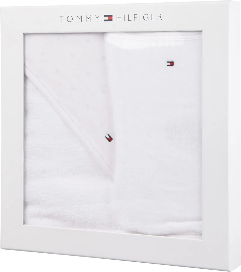 Tommy Hilfiger - Baby bath towel set star with washcloth - white/light blue
