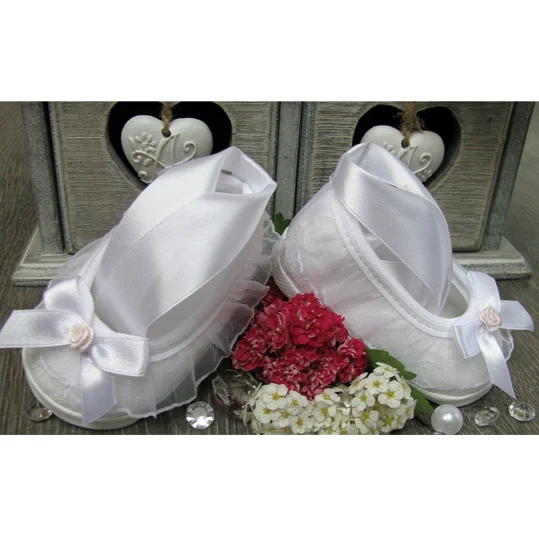 Christening shoes Carmen with white satin bow