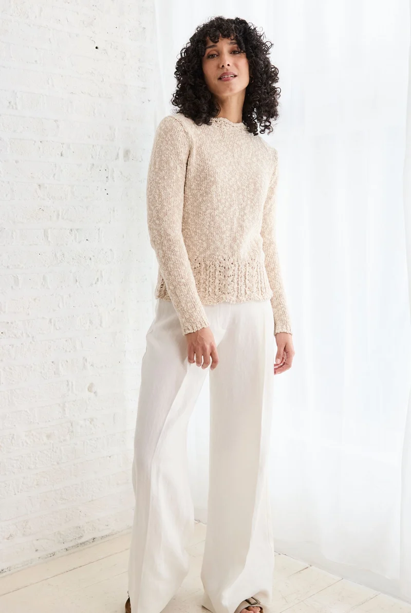 Arawn Cotton-Linen Crew Sweater - Cream