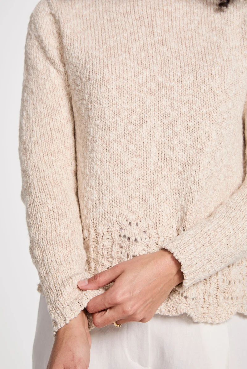 Arawn Cotton-Linen Crew Sweater - Cream