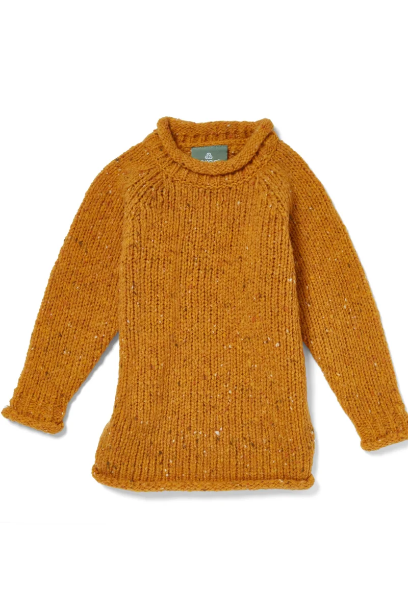 Brackloon Óg Children's Roll Neck Raglan Crew - Yellow