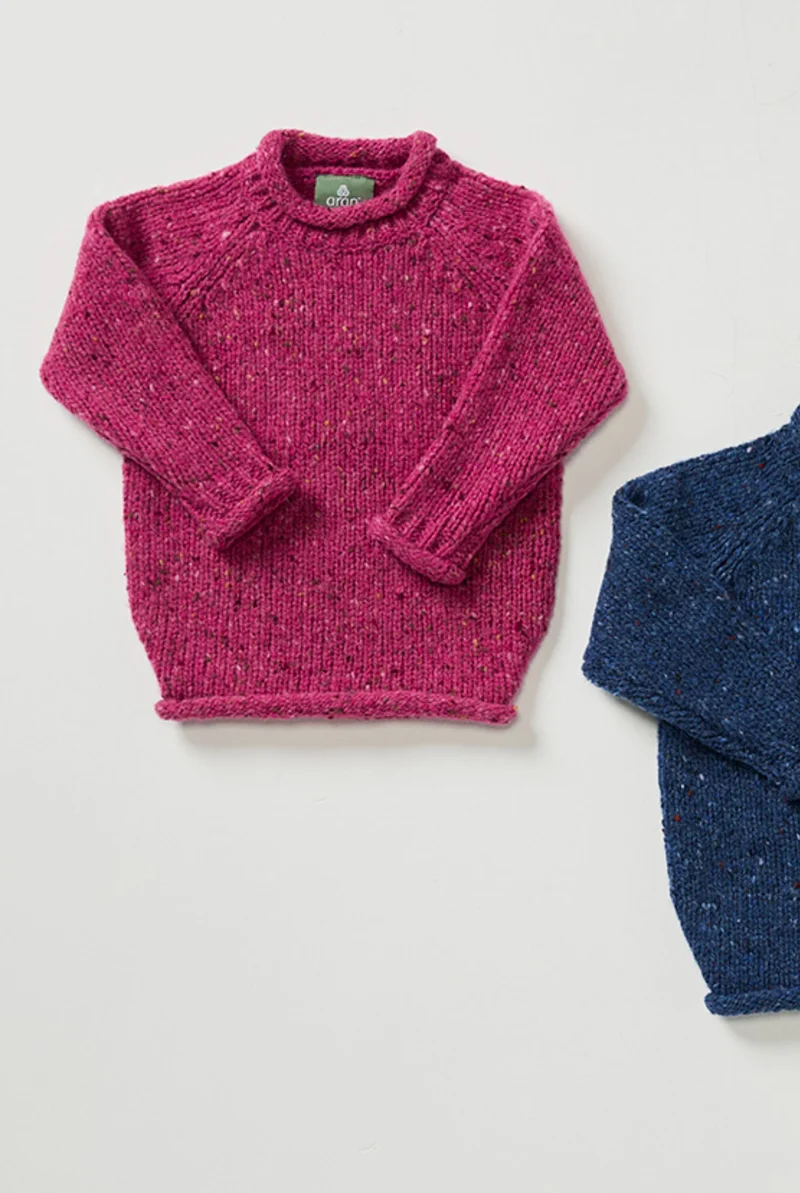 Brackloon Óg Children's Roll Neck Raglan Crew - Pink
