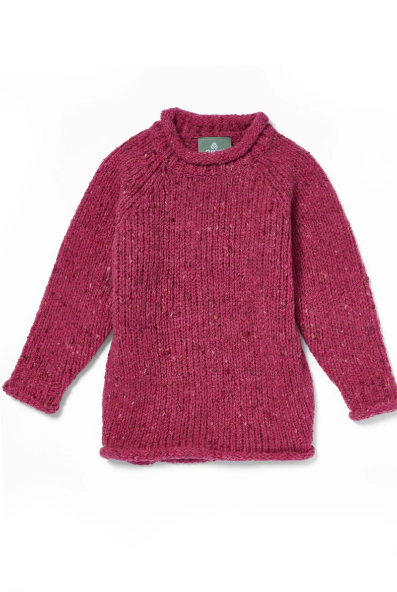Brackloon Óg Children's Roll Neck Raglan Crew - Pink