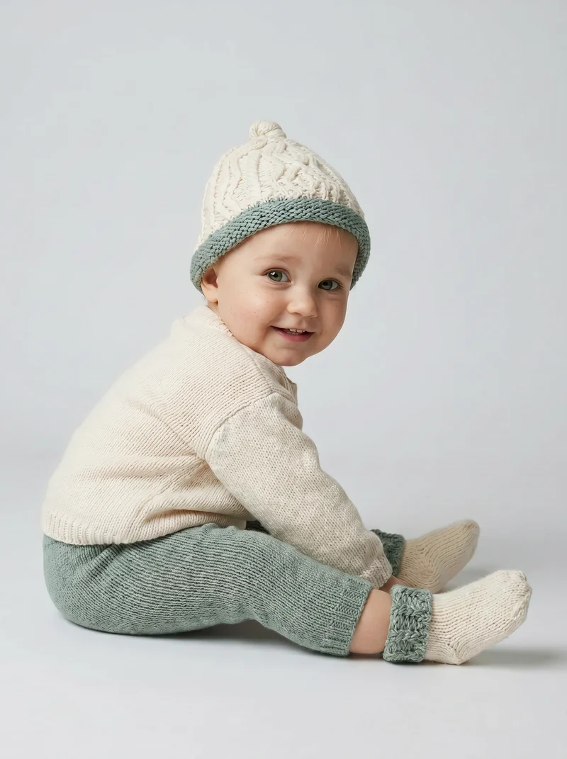Trá Beag Baby Merino AranSock - Seafoam