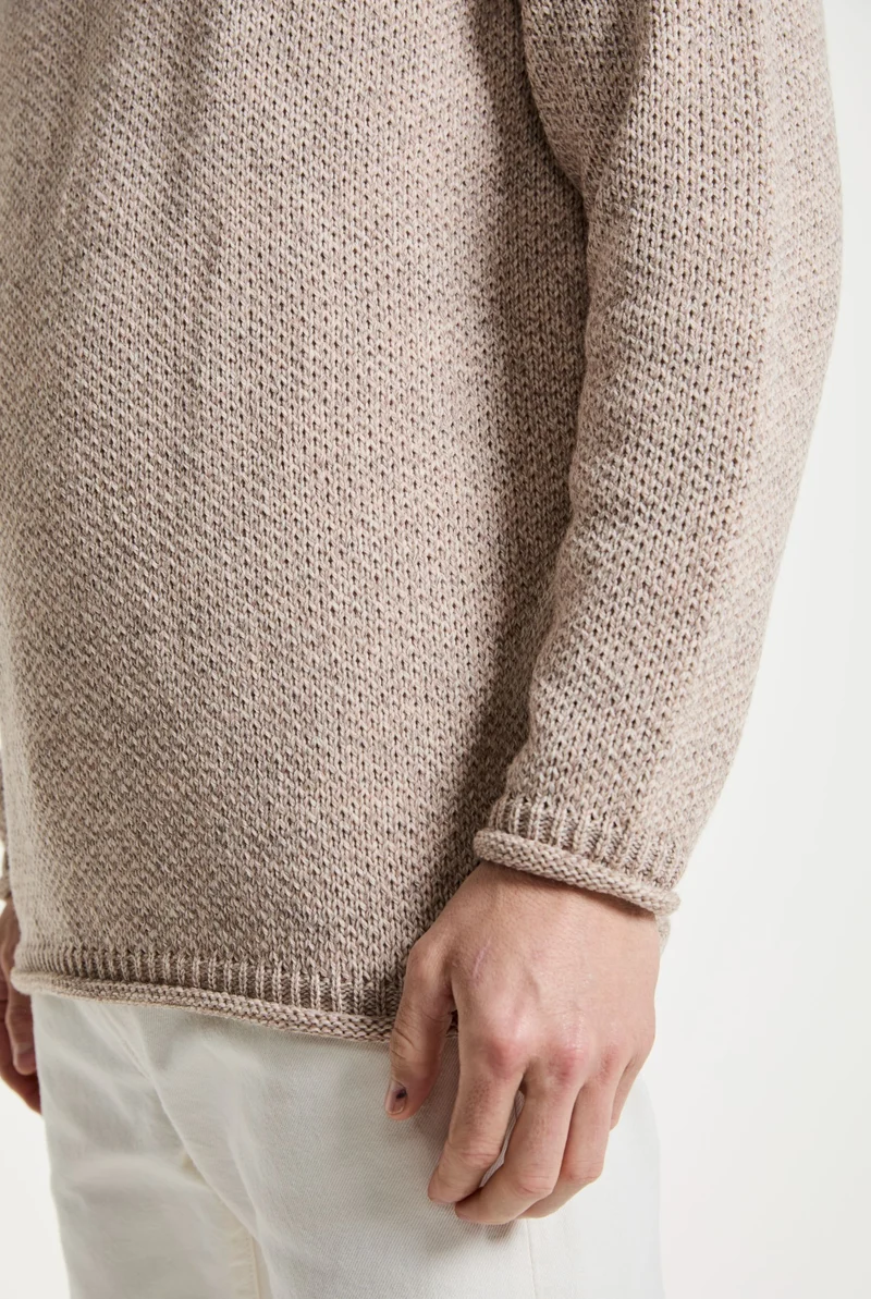 Moycullen Roll Neck Mens Merino Sweater - Oat