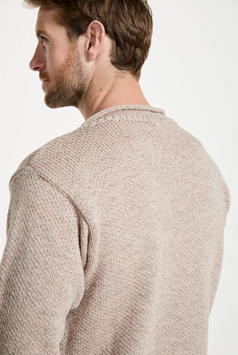 Moycullen Roll Neck Mens Merino Sweater - Oat