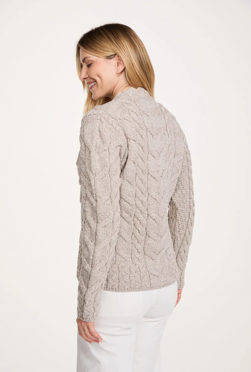 Tralee Ladies V-Neck Supersoft Merino Sweater - Oat