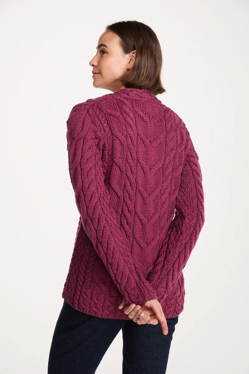 Tralee Ladies V-Neck Supersoft Merino Sweater - Berry