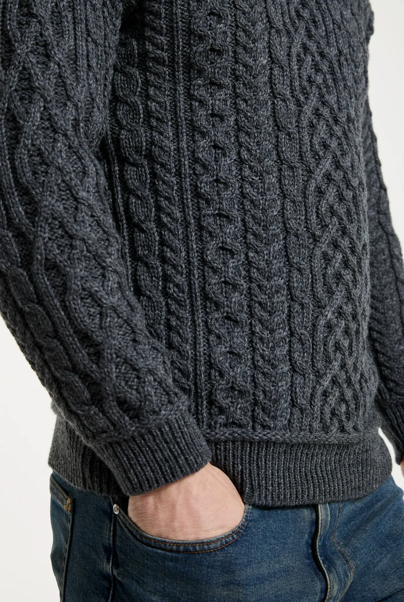 Inishturk Mens Supersoft Merino Aran Sweater - Grey