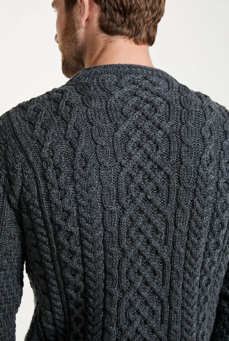 Inishturk Mens Supersoft Merino Aran Sweater - Grey