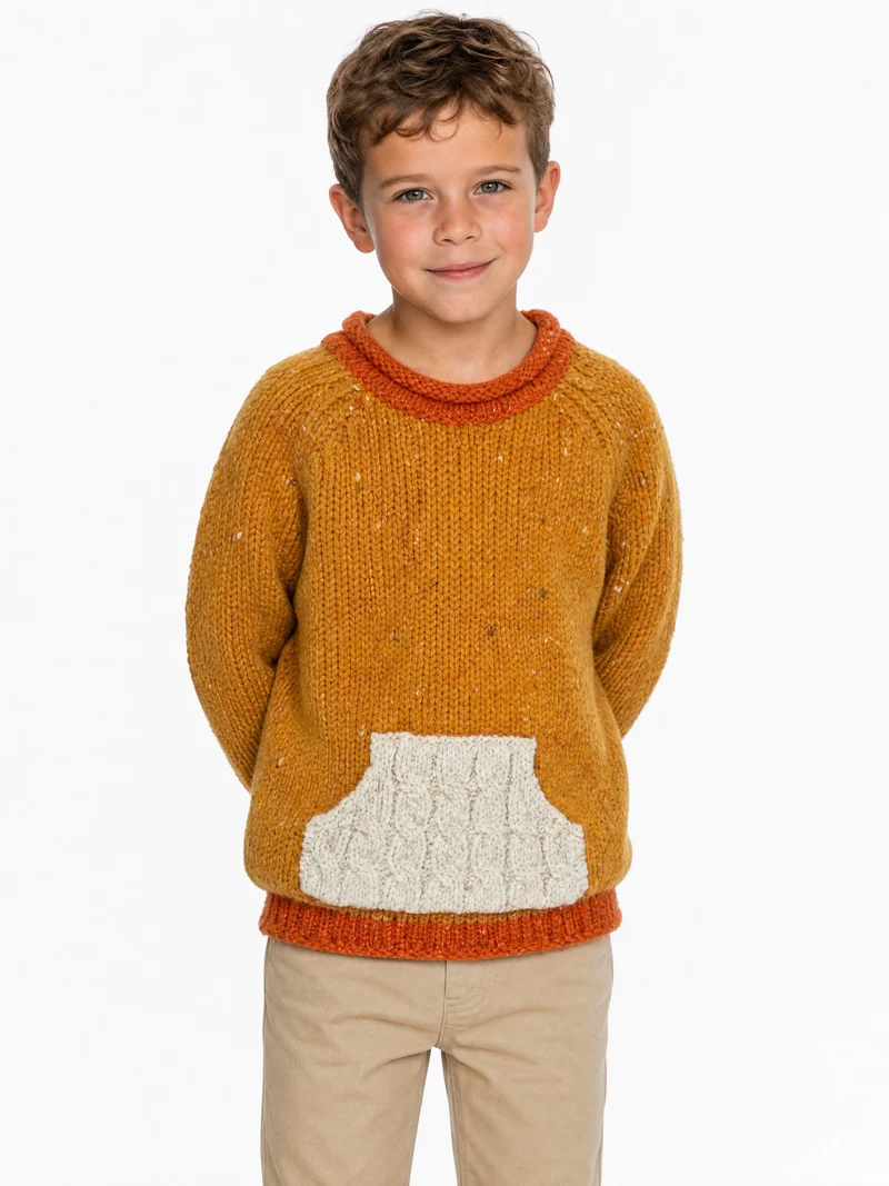 Gréine Children’s Roll Neck with Pocket - Sunglow