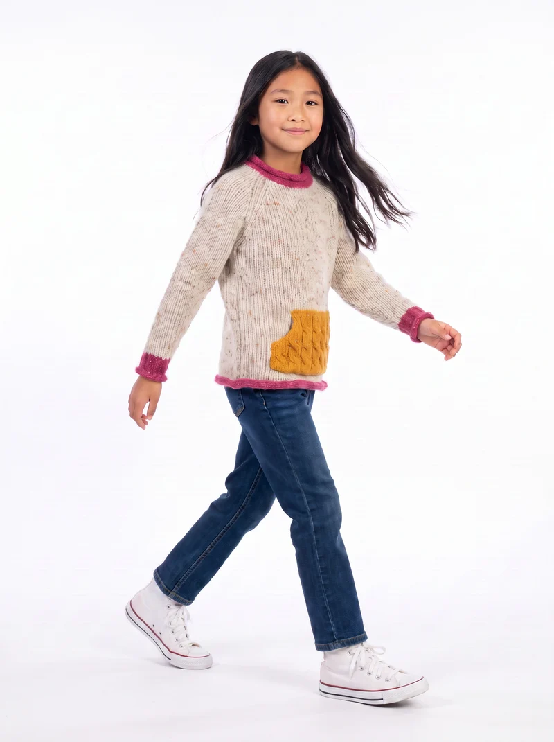 Gréine Children’s Roll Neck with Pocket - Sunset